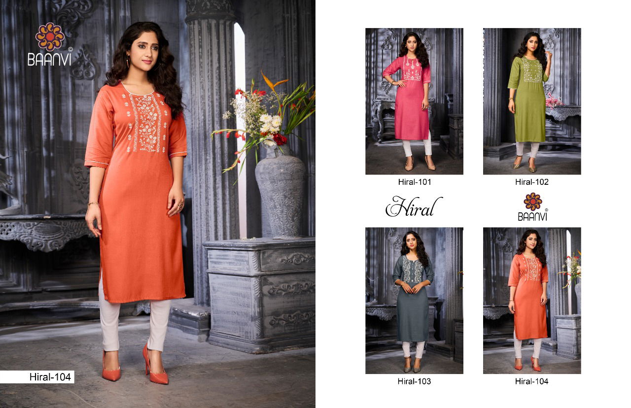 Baanvi Hiral 1 Exclusive Ethnic Wear Slub Designer Kurti Collection